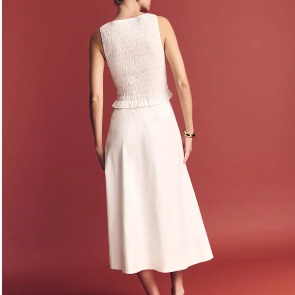 BEST Reformation Laguna Two Piece Set White Ivory Cotton French Midi Classic - Picture 14 of 15